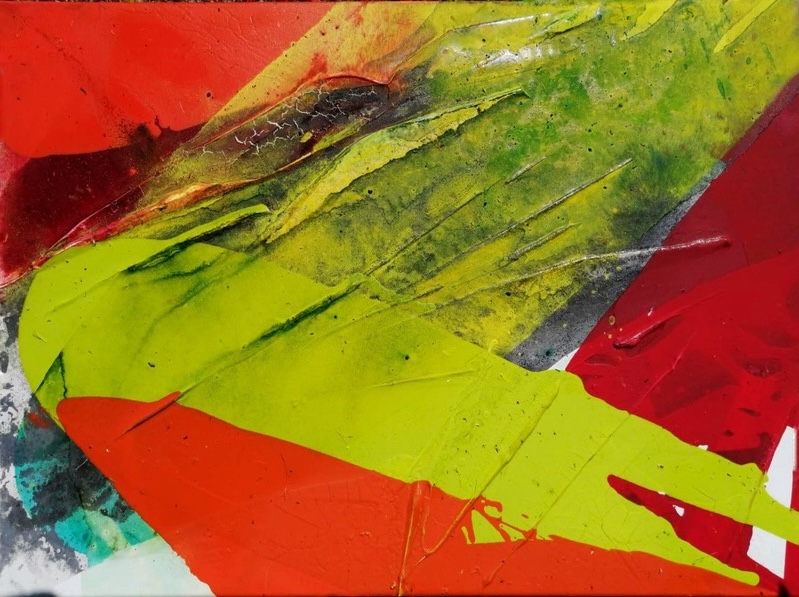 MOHN- UND RAPSFELDER UNTER ROTEM HIMMEL