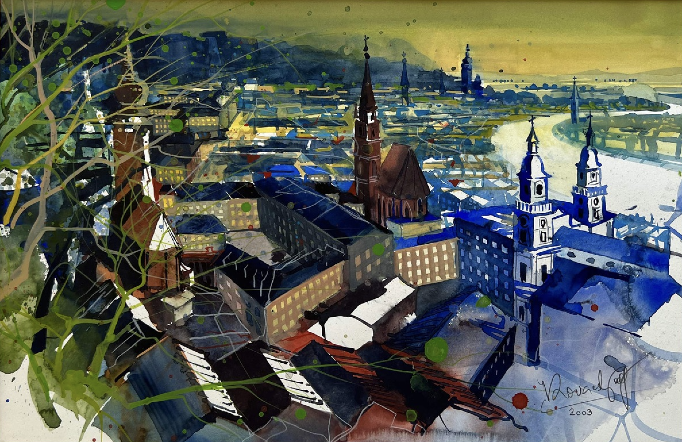 SALZBURG – BLICK VOM MÖNCHSBERG – MIT PETERSKIRCHE UND AUGUSTINERKIRCHE